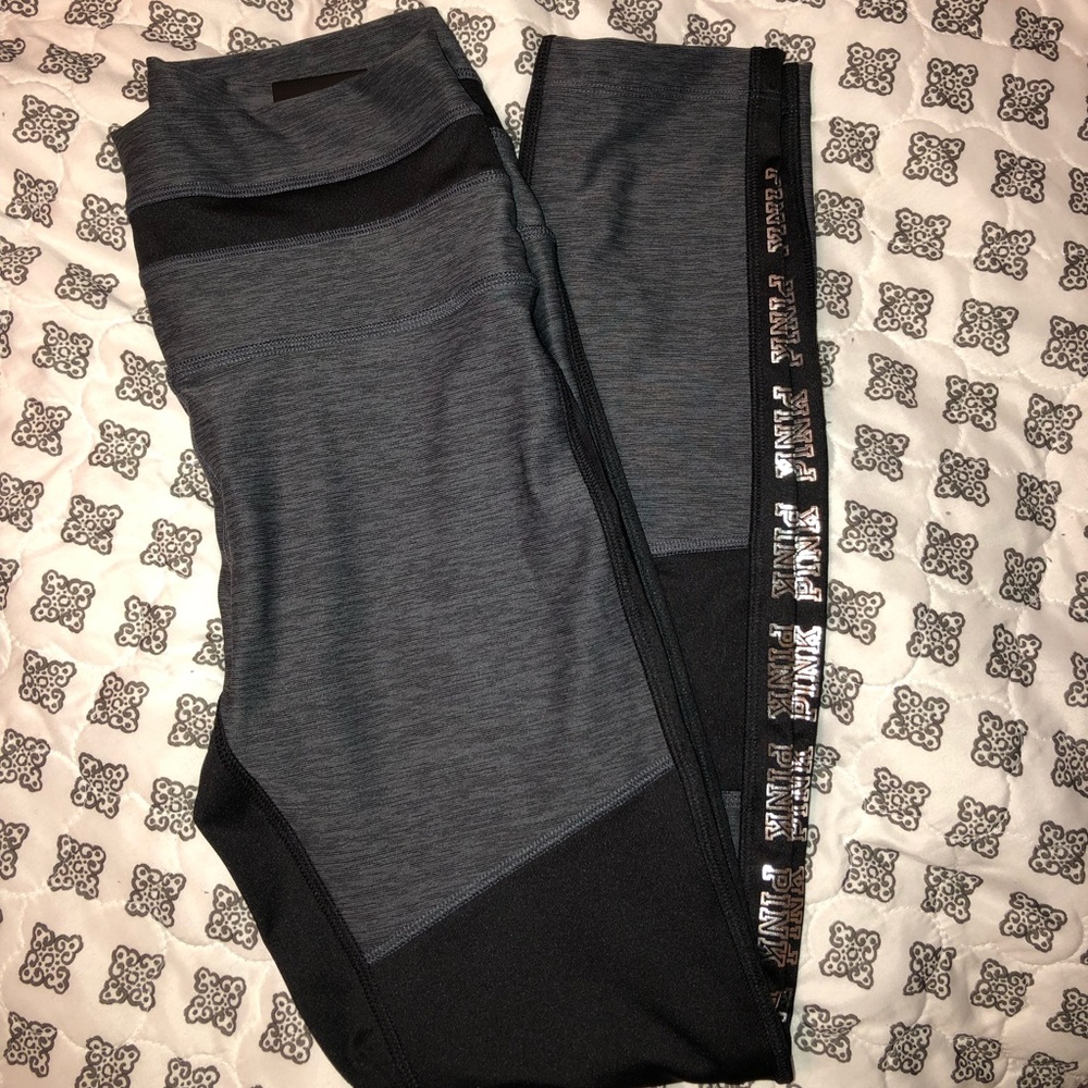 PINK gray and black leggings